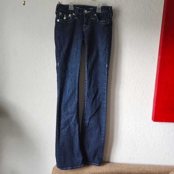 True Religion Hi-Rise Boot Cut Jeans Sequins on Pocket Size 25 - Picture 3 of 16